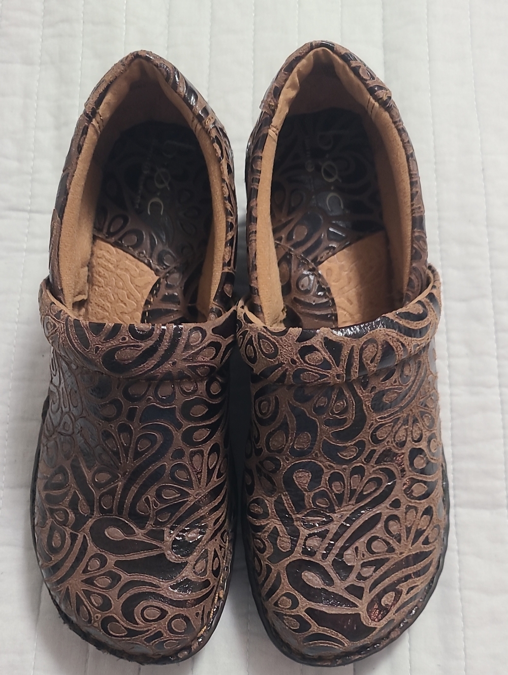 Born O Concept Women's Leather Upper Comfortable  Brown Slip-on Clog Shoes S 7.5